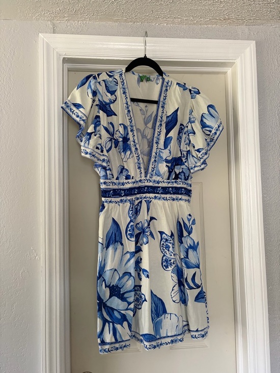 FARM Rio Dresses & Skirts - FARM Rio White Mini Dress with Blue Floral Print